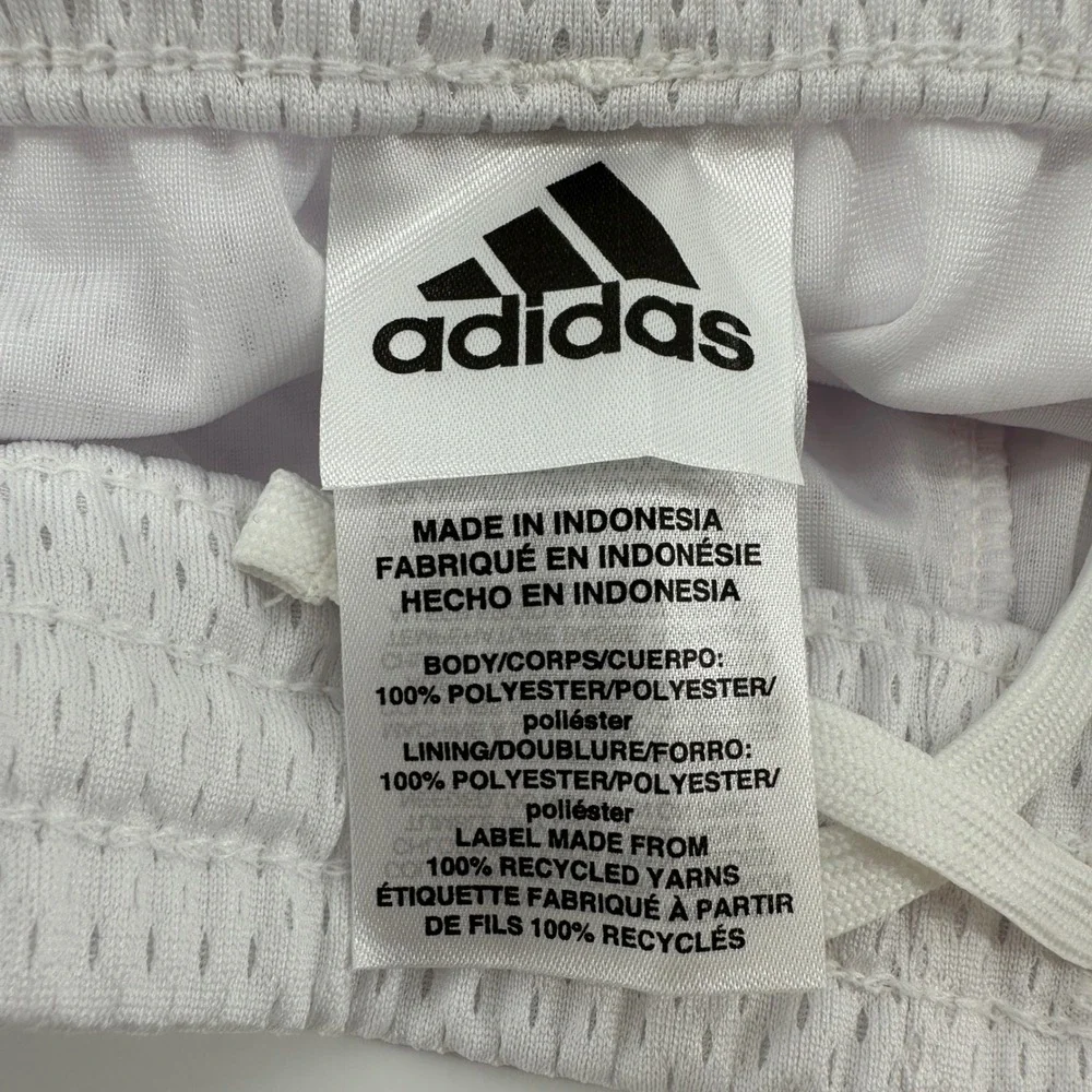 Adidas Girls Mesh Athletic Shorts White Black Stripes AH4263 XL 16 NWT